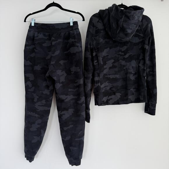 Lululemon Scuba Joggers Hoodie Set Womens 6 Black Gray Camo Fleece Sweatpants - Picture 4 of 16
